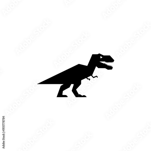 Black silhouette of Tyrannosaurus Rex dinosaur icon