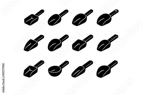 Style spice icon handle utensil utility vector kitchen icons ingredient metal scoop