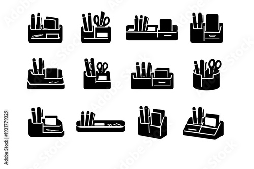 Helper container image generation desk icon compact vector simple small organizer narrow