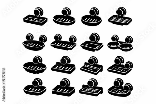 Vector soap suction silhouette icon holder dish flexible image solid mount simple