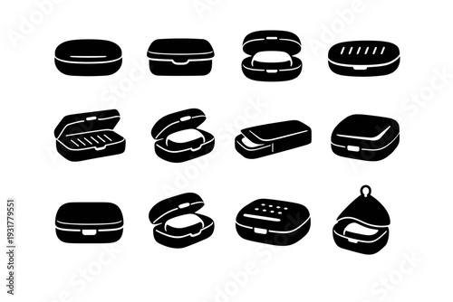 Compact container solid icon form portable vector soap holder generation case simple