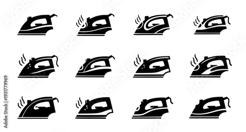 Minimal flat iron logo icon set for laundry service business vector illustration isolated on white