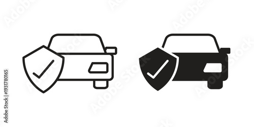 Auto insurance icon set. Linear style. Vector icons