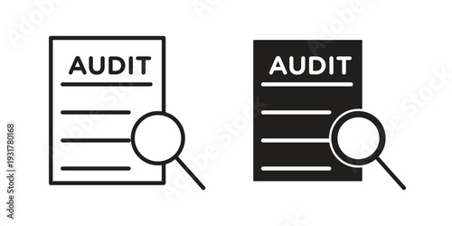 Audit report icon set. Linear style. Vector icons