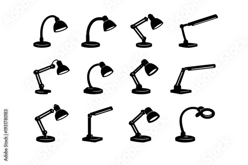 Lamp flexible generation solid directional vector black simple light tool silhouette icon