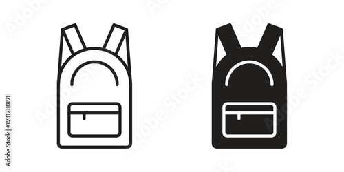 Backpack icon set. Linear style. Vector icons