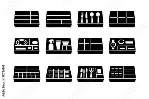 Icon everyday utility filled generation habit vector household storage drawer image simple