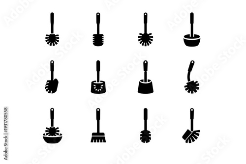 Brush icons icon vector sanitation abstract representation cleaning minimal symbol toilet interface