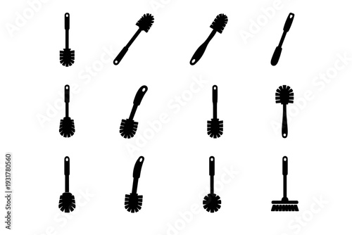 Structure functional long utility vector handle form toilet icon generation simple outline