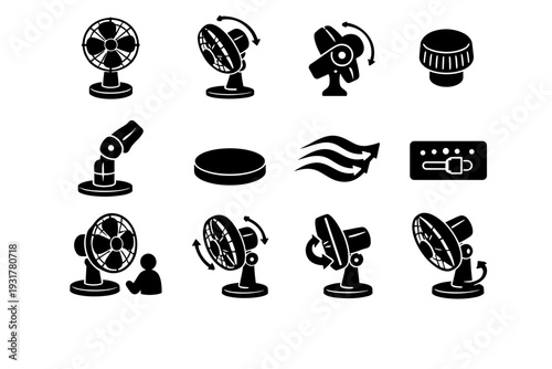 Airflow tool joint adjustment vector functional fan personalized segment icons desk control