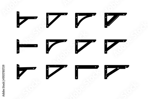 Solid icon vector element furniture wall support shelf filled object bracket practical