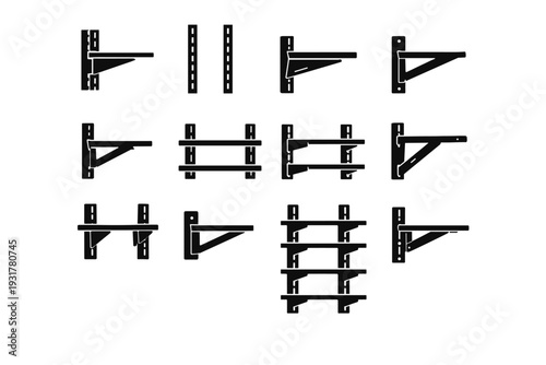 Generation hardware simple furniture image flexible filled icon support linear vector system