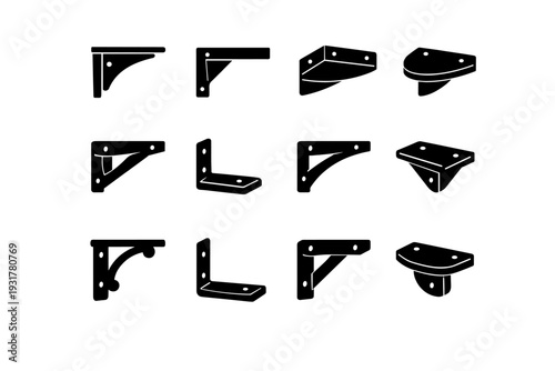 Mounting tidy form shelf hardware compact vector image simple support fitting generation