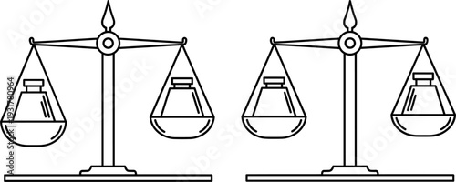 Justice Scale Outline Icon Set with Legal Balance Symbols for Law, Court, Equality, and Fairness Concept Design Projects
