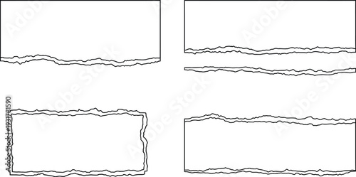 Four empty frames with rough edges, modern minimalist design, vector illustration