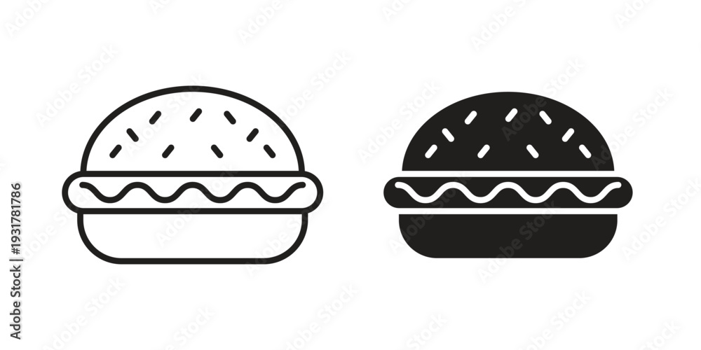 Fototapeta premium Burger icon set. Linear style. Vector icons