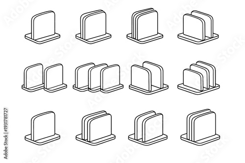 Vector stackable icon contemporary modern home divider clean outline bookshelf book