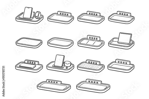 Modern shallow tray charging vector usb edge lip icons functional protective icon