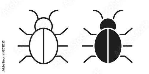 Bug icon set. Linear style. Vector icons