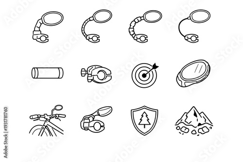 Core vector bike flexible aiming geometry icons sleeve icon mirror handlebar form