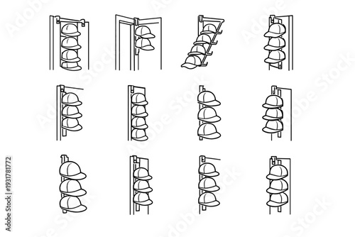 Silhouette door icon over interior narrow side design utility organizer hat mount