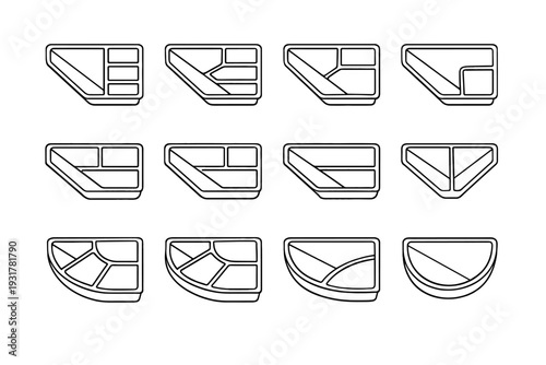 Insert vector clean corner icons seamless minimalist drawer tray body icon aesthetic