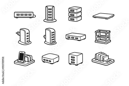 Dock smooth stacked icon icons connectors usb base vector hub plate upright