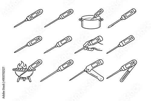 Digital extended outline probe long accessory icon icons vector modern clean measuring