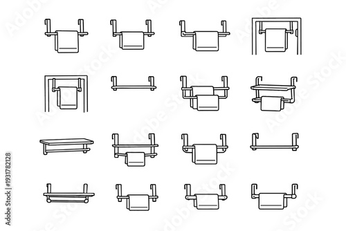 Towel modern rack minimal icon storage vector aesthetic frame fit bulk