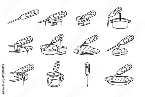 Icon holder clip icons side position thermometer slim digital attachment modern vector