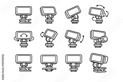 Geometry light functional camera compact vector flexible clean angled tilt icon clip