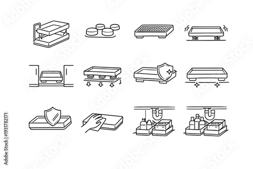 Layer placement rubberized under surface proportions outline vector icon storage sink balanced