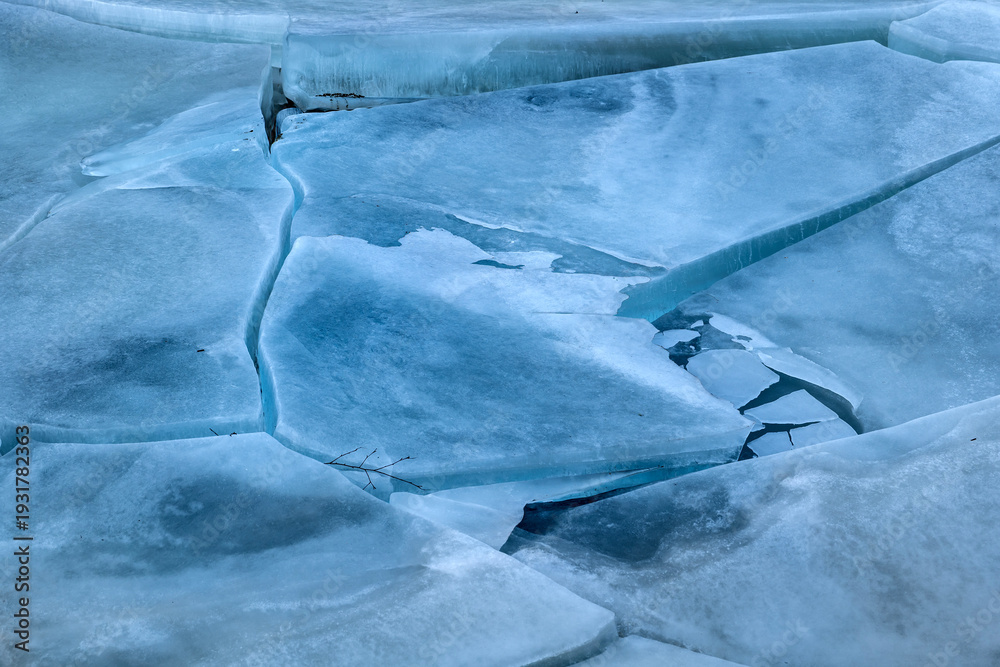 Fototapeta premium Abstract background of ice structure in a river landscape