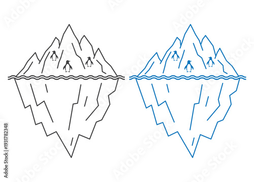 iceberg  with penguin bird icon