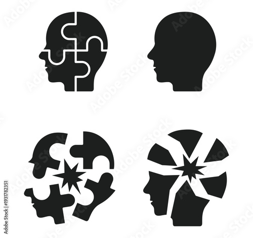  head puzzle explosion with splash star icon