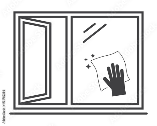 clean wash window glass with wipes icon