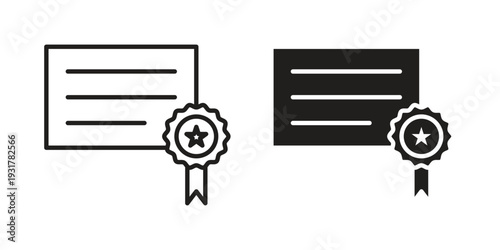 Certificate icon set. Linear style. Vector icons