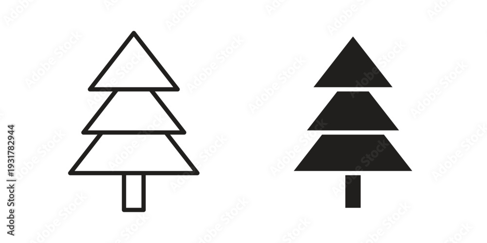 Obraz premium Christmas tree icon set. Linear style. Vector icons