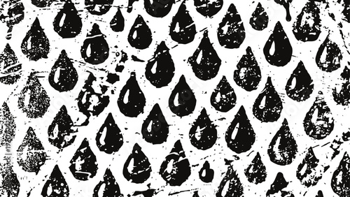 Black ink drops pattern abstract textured raindrops background grunge hand drawn water droplets design