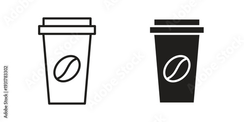 coffee cup icon set. Linear style. Vector icons