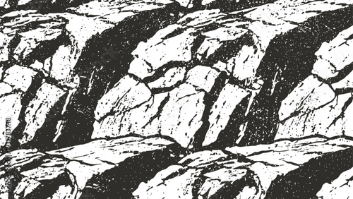 Rocky terrain with rugged crevices and shaded stone surfaces in a natural cliff formation