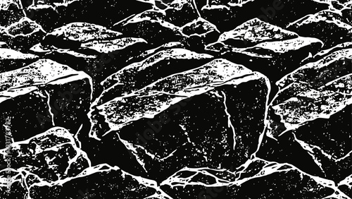 rough cracked stone texture pattern in black and white abstract natural rock surface background design