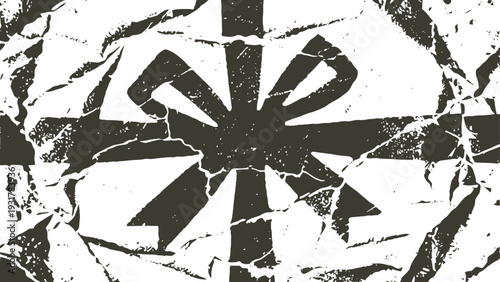 Abstract black and white grunge texture with starburst pattern and distressed cracked design