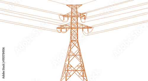 High voltage electric power transmission tower line silhouette illustration for energy infrastructure industrial engineering electricity supply and utility grid network systems
