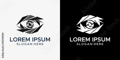 Abstract geometric eye concept design, ideal for modern vision, photography, or tech branding, symbolizing creative insight, focus, and optical precision