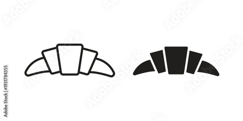 Croissant icon set. Linear style. Vector icons