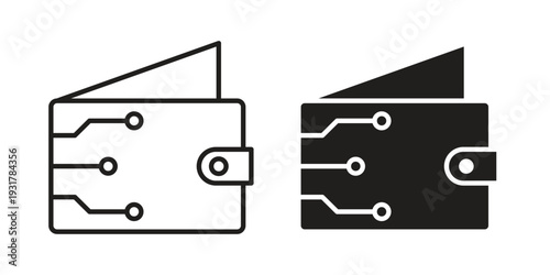Cryptocurrency wallet icon set. Linear style. Vector icons