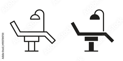 Dentist chair icon set. Linear style. Vector icons