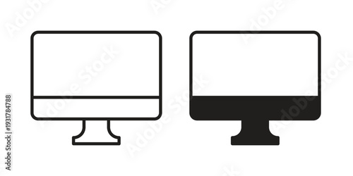 Desktop icon set. Linear style. Vector icons