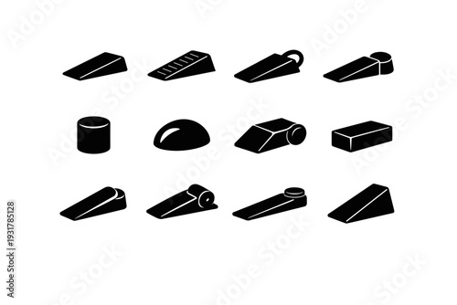 Practical simple image wedge safety interior geometry generation icon solid vector utility